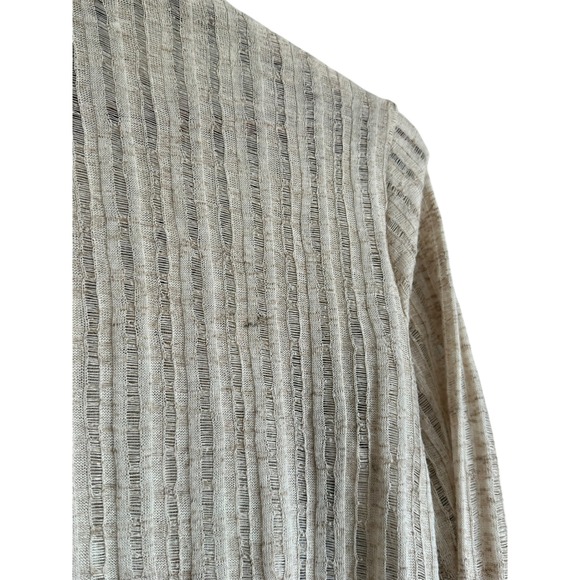Rue 21 Women's Beige Striped Knit Tie Front Button Up Long Sleeve Shirt Size M‎ - Picture 4 of 7